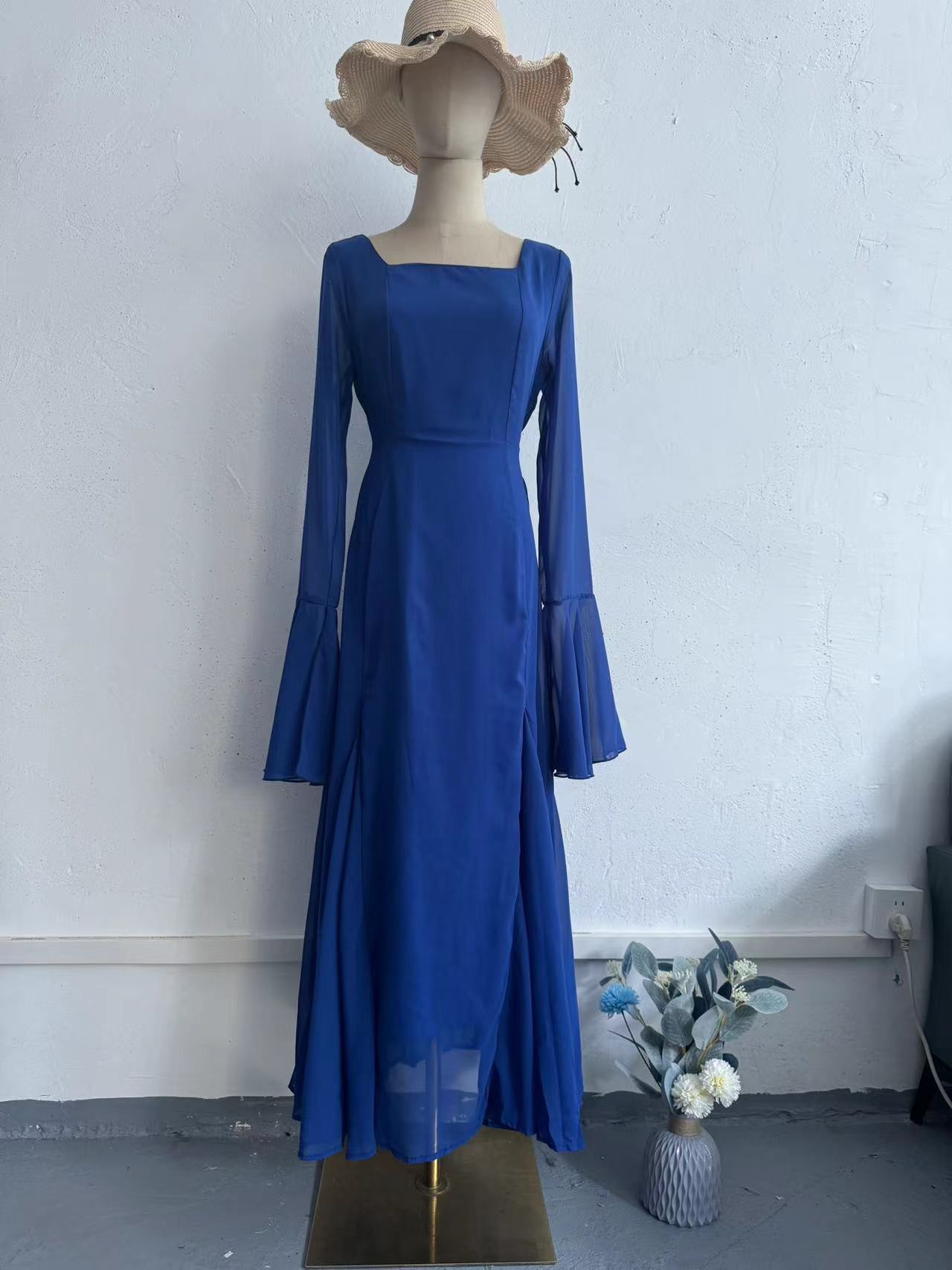 Chiffon Ruffle Sleeve Dress