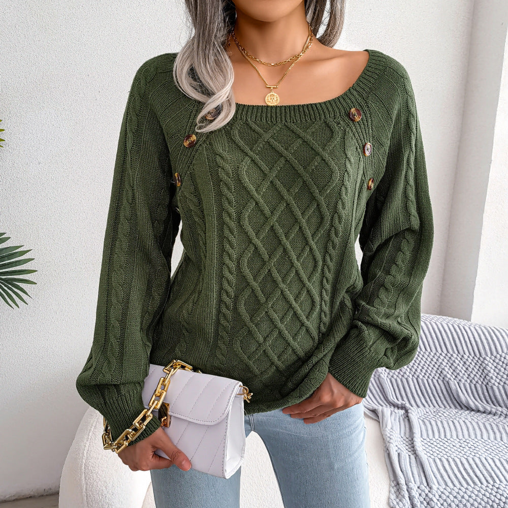 Square Neck Light Knitted Sweater