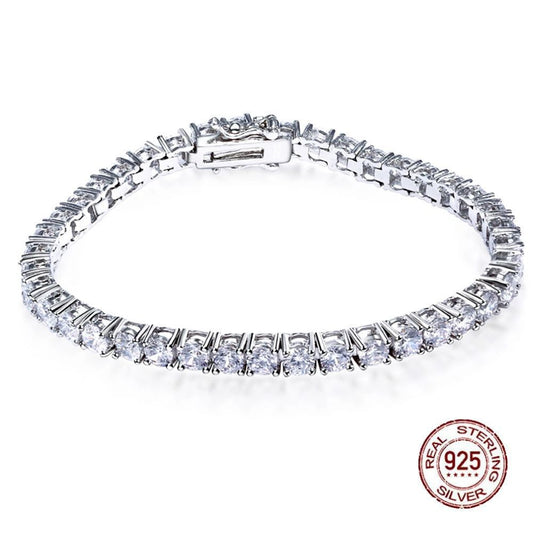 Real 925 Sterling Silver Bracelet - Tennis Bracelet Style