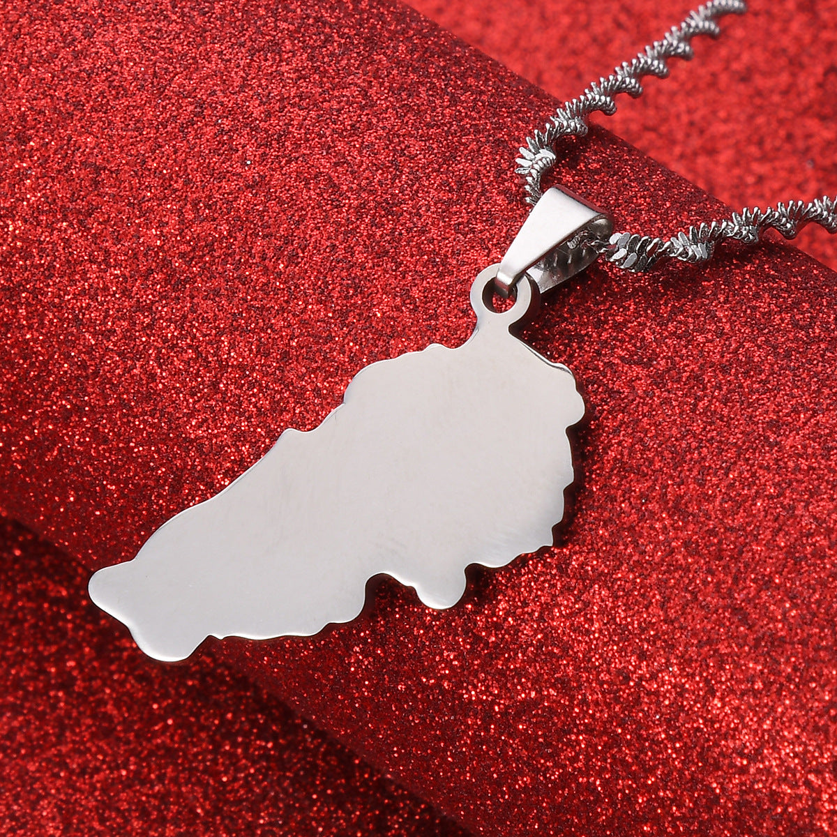 Lebanon Map Stainless Steel Necklace