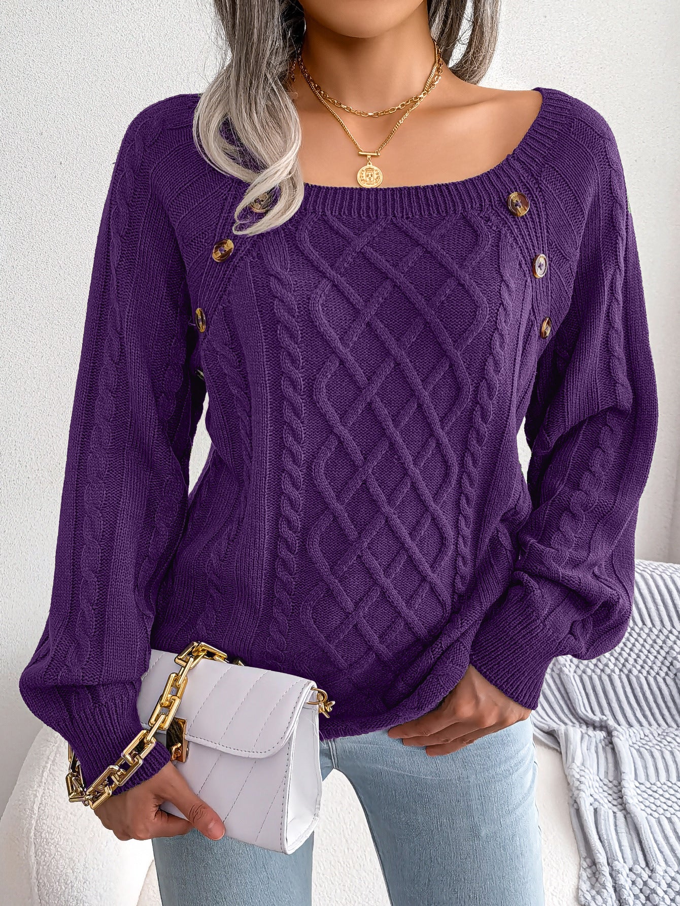 Square Neck Light Knitted Sweater