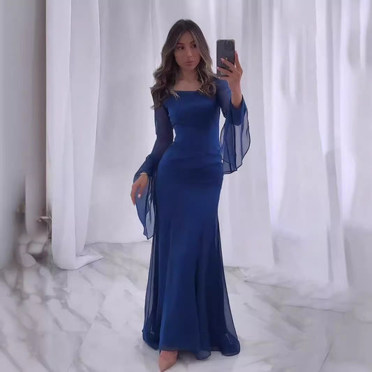 Chiffon Ruffle Sleeve Dress