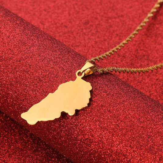 Lebanon Map Stainless Steel Necklace