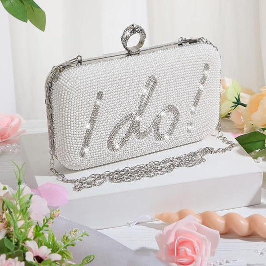 I Do White Clutch Bag