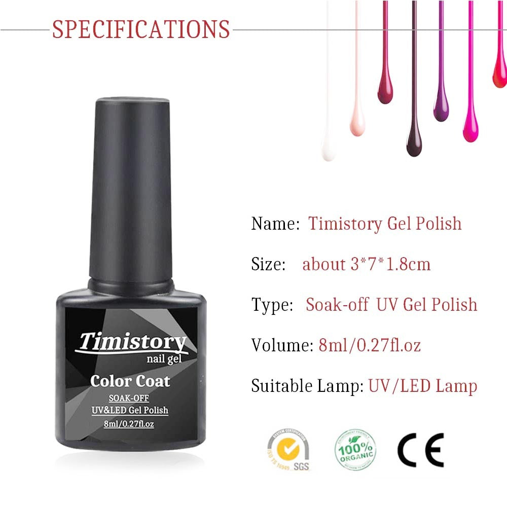 Timistory Gel Polish Bottle for Soak-off UV Gel Nail Applications with 80W UV nail dryer