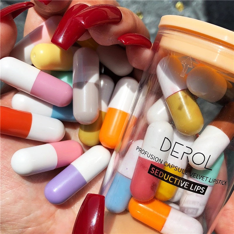 Mini Capsule Lipstick Velvet Canned Pills16pcs