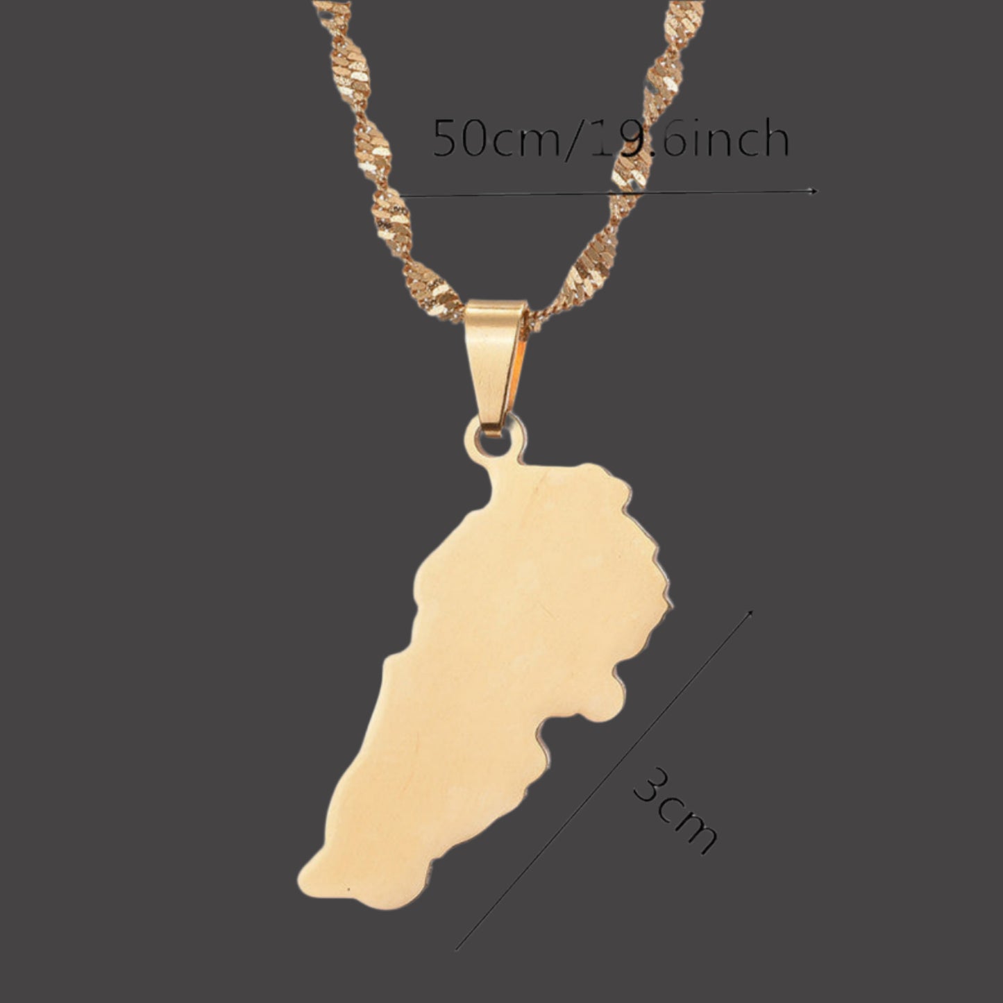 Lebanon Map Stainless Steel Necklace