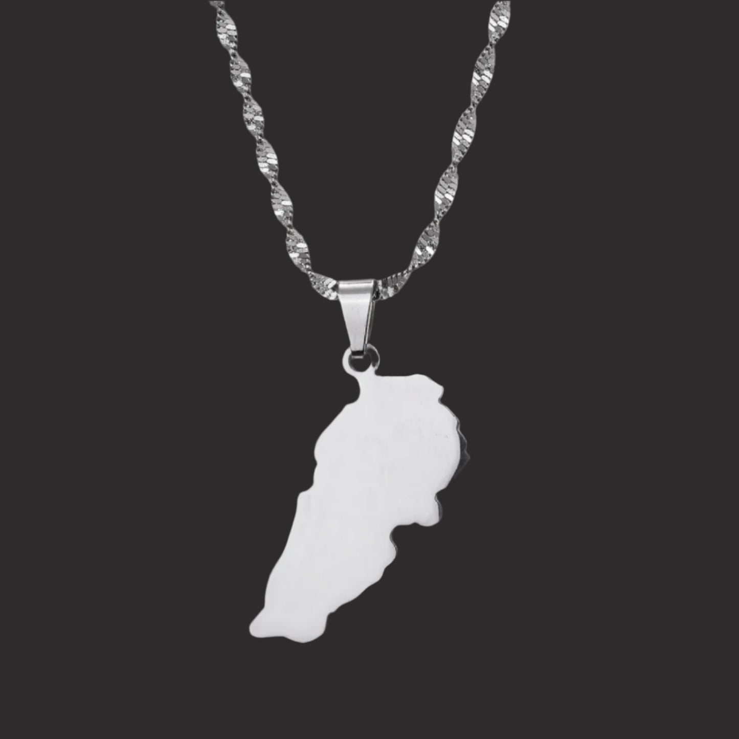 Lebanon Map Stainless Steel Necklace
