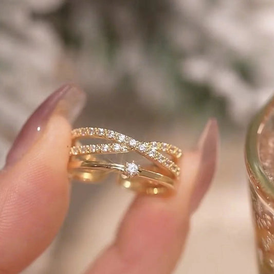 Micro-inlaid Zircon Ring Cross Switchable Index Finger Ring