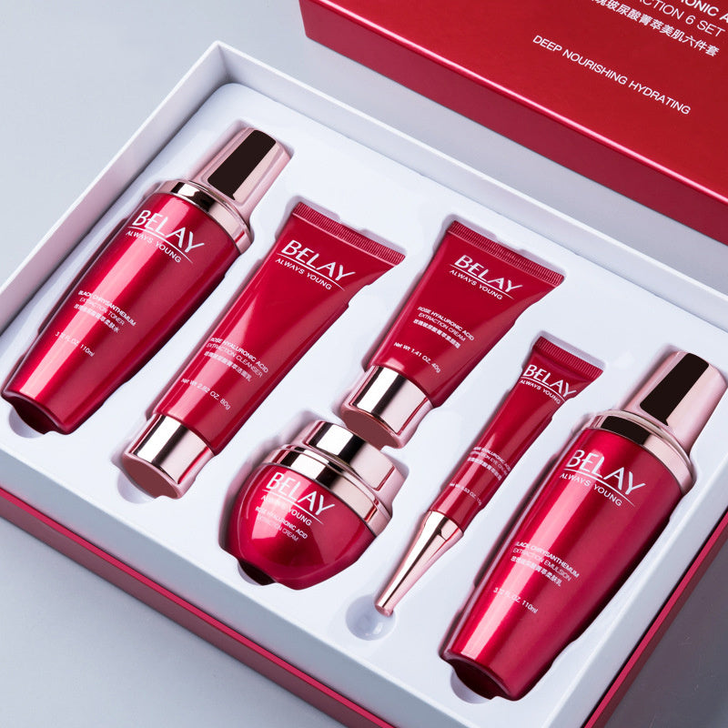 You Buy For Me face beauty set for repair and moisturization in a luxurious red packaging