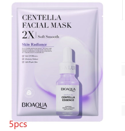 BioAqua Centella Facial Mask 2X with Collagen Face Mask for Soft Skin and Radiance, Pack of 5