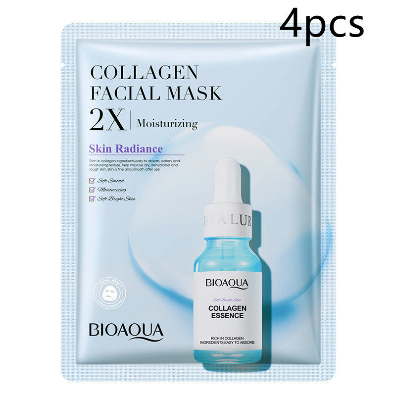 BioAqua collagen face mask pack with four moisturizing masks for skin radiance and hydration