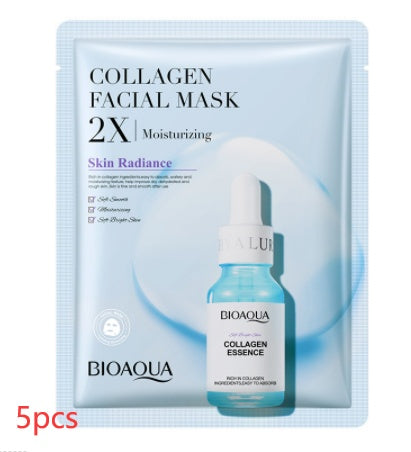 Bioaqua collagen face mask pack for skin radiance with moisturizing benefits, 5 pieces included