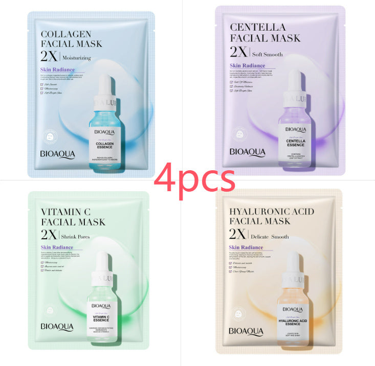 Set of four facial masks including collagen face mask for skin radiance and hydration