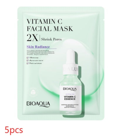Bioaqua Vitamin C Facial Mask and Essence Set for Radiant Skin, featuring a collagen face mask
