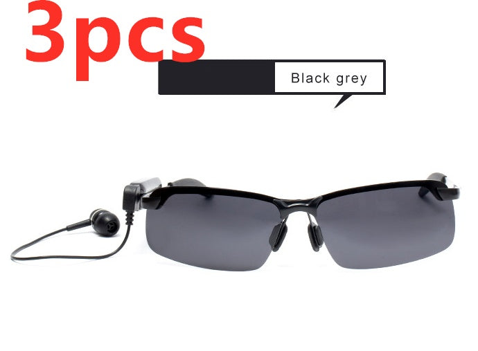 Black Grey Bluetooth audio sunglasses with detachable earphones for hands-free listening