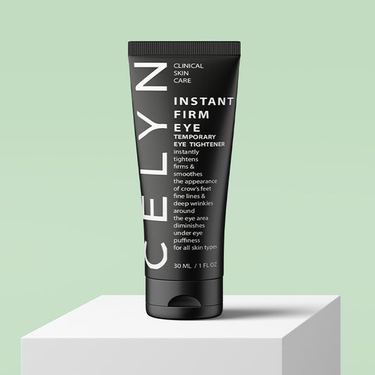 Celyn Instant Firm Eye Temporary Eye Tightener for under-eye bag removal cream in a sleek black tube