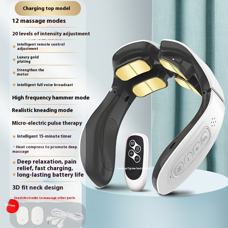 youbuyforme Smart Neck Massager with 12 Modes and Remote Control for Deep Relaxation