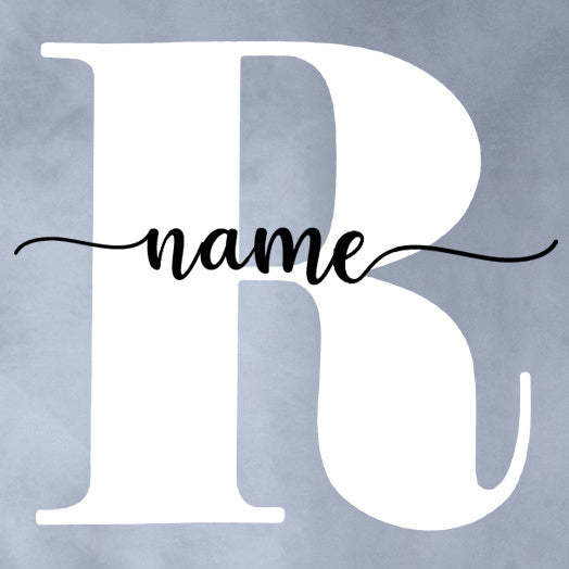 Custom baby name bodysuit design featuring the letter R with stylish script for personalization