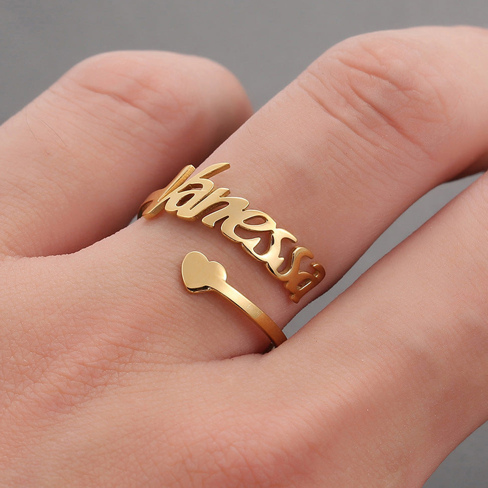 Customized Titanium Steel Name Ring