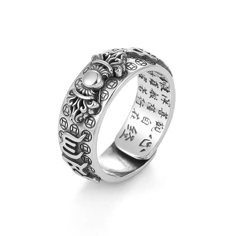 Ring - Little Pixiu Heart Sutra Ring Men And Women Lucky