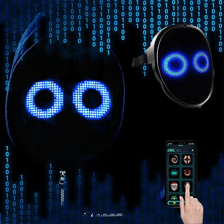 DIY customizable party mask with LED display and app control for creative party fun