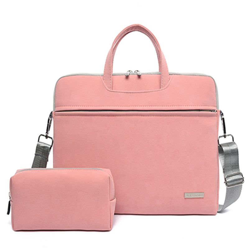 Youbuyforme durable work bag for laptops in pink with detachable pouch and adjustable shoulder strap