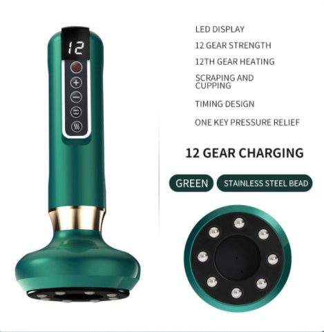 Electric vacuum cupping massager with LED display and 12 gear strength for effective muscle relief