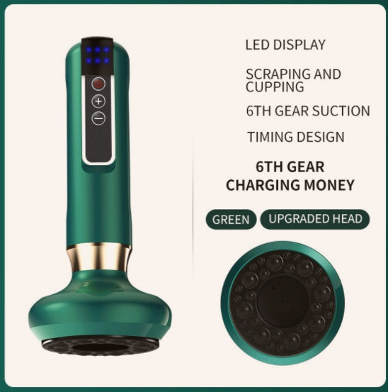 Electric vacuum cupping massager with LED display, 6th gear suction, and upgraded head for optimal results