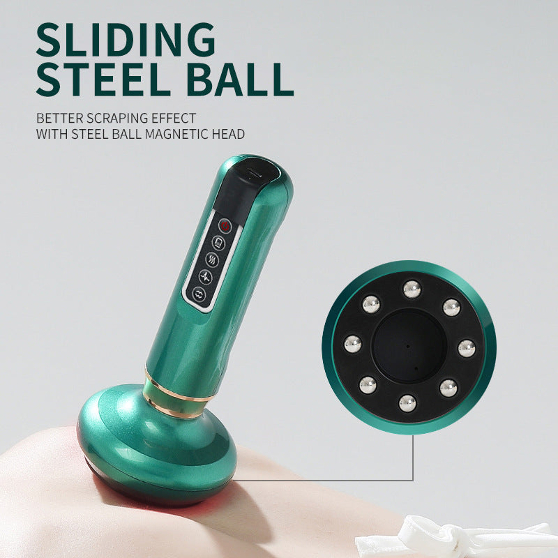 Electric vacuum cupping massager with sliding steel ball for enhanced scraping effect