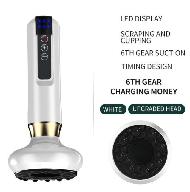Electric vacuum cupping massager with LED display and adjustable suction for effective body relaxation