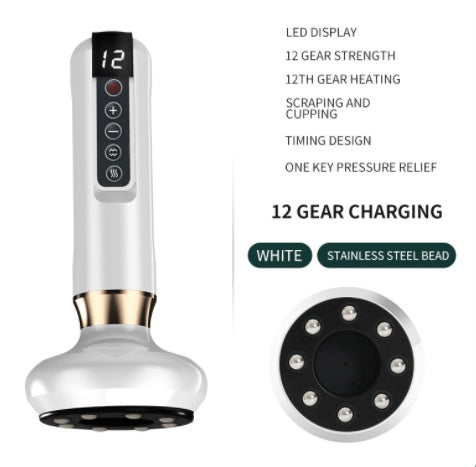 Electric vacuum cupping massager with LED display and 12 gear settings for customizable comfort