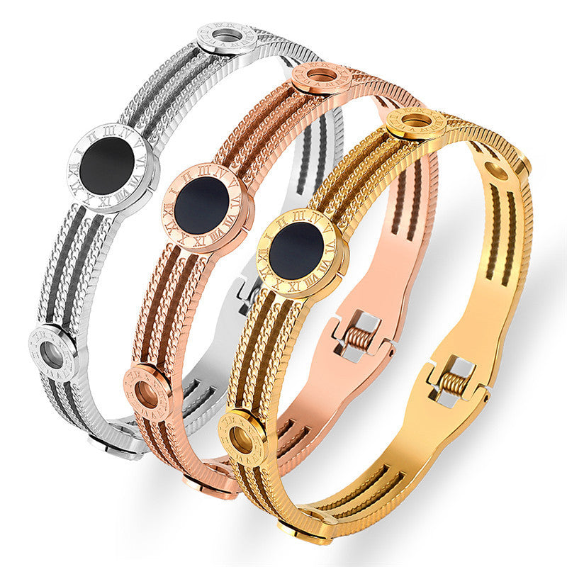 Fashionable steel bracelets online in silver, rose gold, and yellow gold finishes for stylish accessorizing