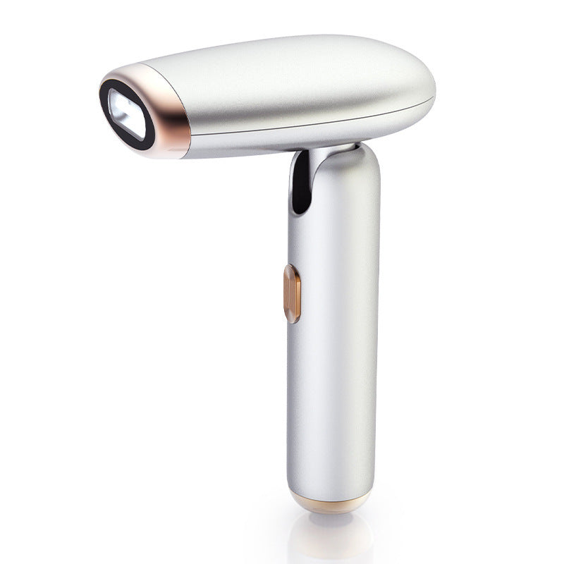 Folding IPL Hair Removal Device in sleek silver and rose gold design for effective hair removal at home