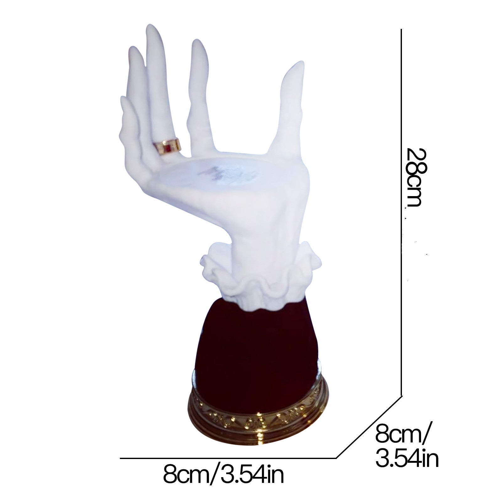 Halloween seat candlestick featuring a spooky hand design on a red base for festive decor