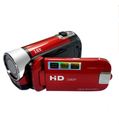 Red HD digital camera with 16x optical zoom and 1080P resolution for high-quality video capture