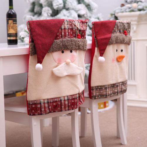 High quality Christmas chair covers featuring Santa and snowman designs for festive dining decor