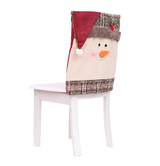 High quality Christmas chair covers featuring a festive snowman design with a hat and cheerful face