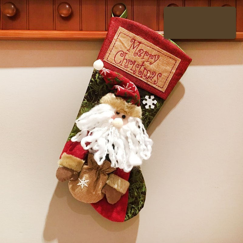 Christmas stocking with Santa design and Merry Christmas text, ideal for festive holiday decor