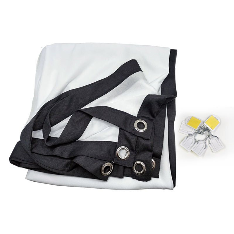 Foldable home theater projector screen with grommets and clips for easy setup