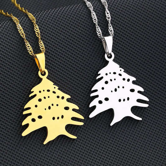 Gold and Silver Christmas Tree Pendant Necklaces for Festive Accessories