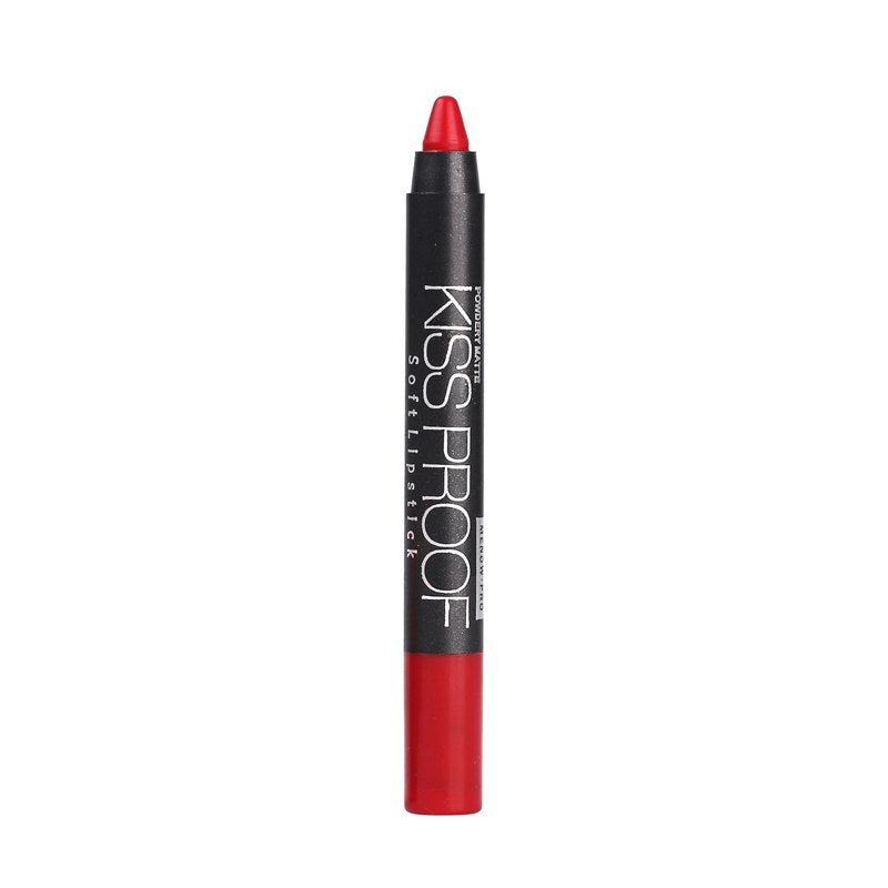 Kissproof lipstick matte in red crayon form for long-lasting color and easy application