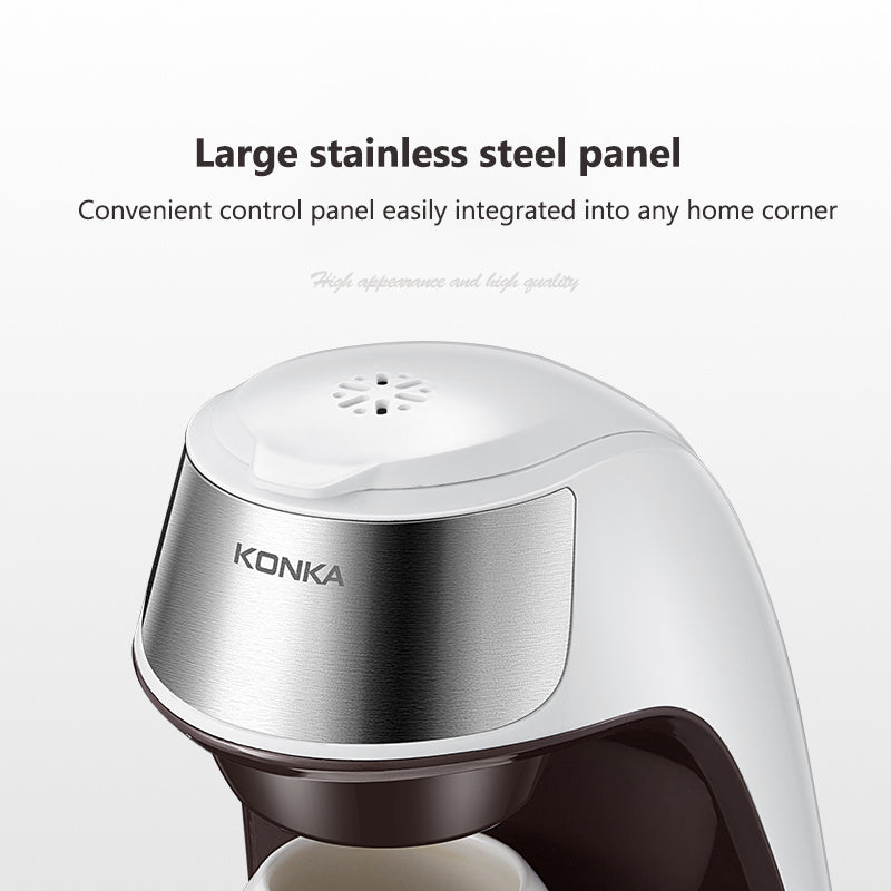 KONKA automatic coffee maker machine with a large stainless steel panel for easy home integration