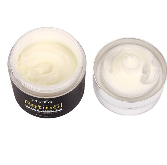 Mabox Retinol Cream in two jars, promoting smooth skin and known as the best whitening lotion