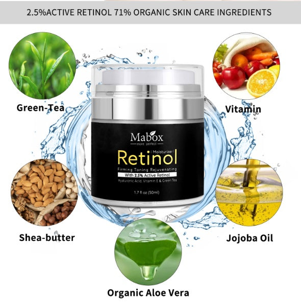 Mabox Retinol Moisturizer with 2.5% Active Retinol and organic ingredients for best whitening lotion
