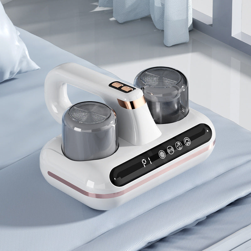Mattress cleaning vacuum with dual suction canisters for effective dust and allergen removal