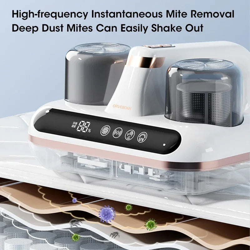 High-frequency mattress cleaning vacuum with mite removal technology for deep dust mite elimination