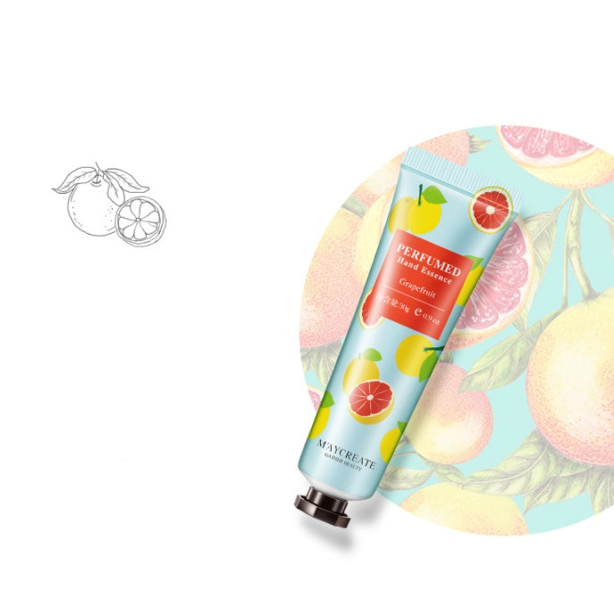 Plant essence hand cream in grapefruit fragrance with bright and colorful packaging