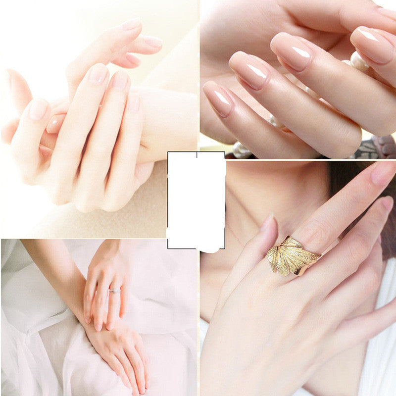 Close-up of soft hands showcasing flawless nails using plant essence hand cream for moisturized skin