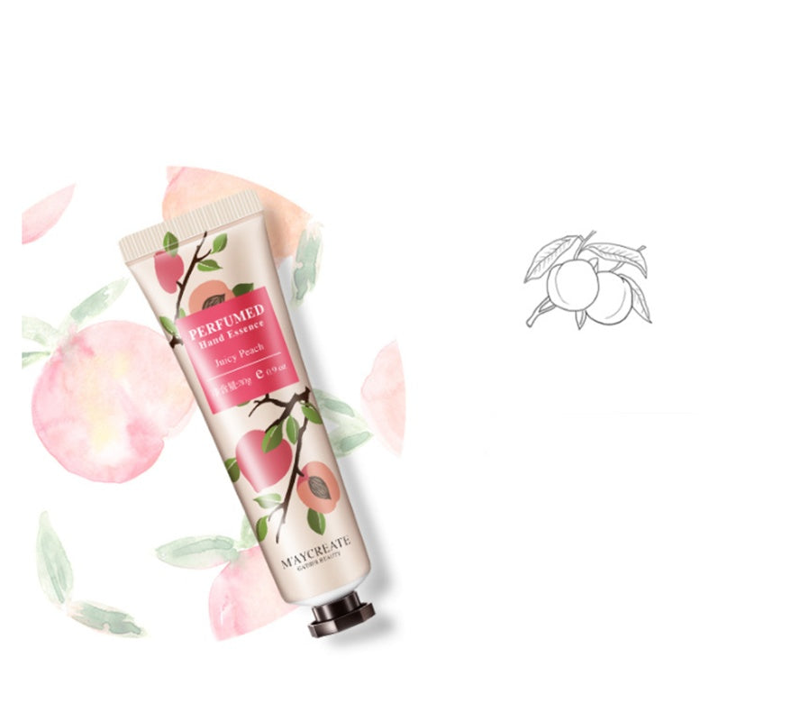Maycreate Plant Essence Hand Cream Tube with Floral Design and Peach Illustrations